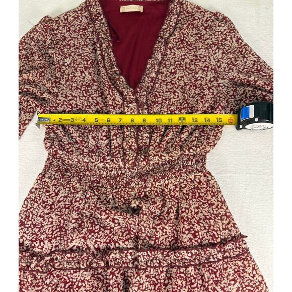 Altar'd State Dress Womens Large red Floral Long Sleeve Mini Swing Dress - Picture 4 of 6